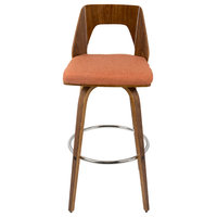 LumiSource Trilogy Barstool, Walnut and Orange, Set of 2