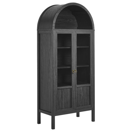 Tessa Tall Arched Storage Display Cabinet, Black