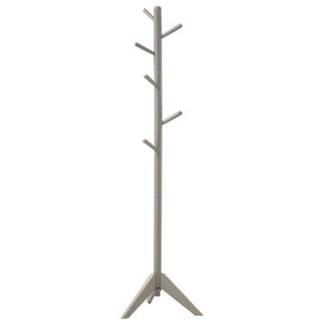 Coaster Modern Wood Coat Rack with 6 Hooks Staggered in Gray