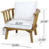 Merry Outdoor Acacia Wood 4 Seater Club Chairs and Fire Pit Set