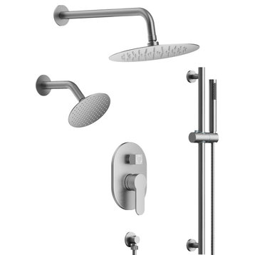 Dual Heads 10" Rain Shower Faucet with Slide Bar Handheld Shower, Brushed Nickel