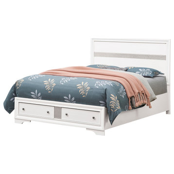Madrid White Wood Frame Queen Panel Bed
