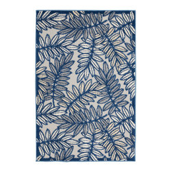 Nourison - Nourison Aloha 2'8" x 4' Ivory/Navy Tropical Area Rug - Doormats