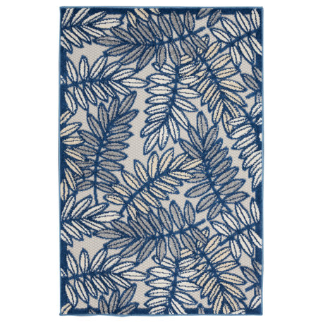 Nourison Aloha 2'8" x 4' Ivory/Navy Tropical Area Rug