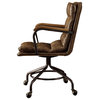 Coffee and Dark Brown Swivel Leather Rolling Executive Office Chair, Vintage Whiskey