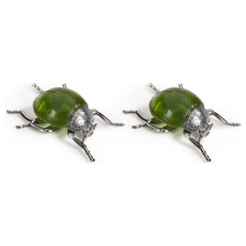 Decorative Ladybug Figurine, Green (Set of 2)