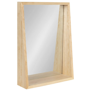 Hutton Wood Framed Wall Mirror with Shelf, Natural 18x24