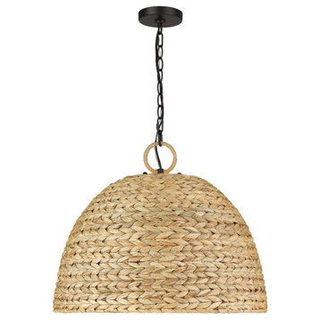 5 Light Pendant 18.63 Inches Tall and 21 Inches Wide-Matte Black Finish-Woven