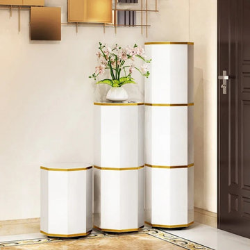 Shoes Storage Furniture Storage Cabinets Storage White&Gold 2-Door 6 Pairs Shoes