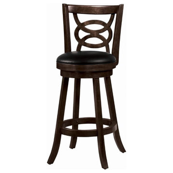 Bowery Hill Traditional Wood Swivel Bar Stools in Cappuccino