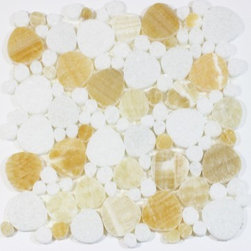 Bestview Stone Mosaic Heart Mix Polished Pineapple Onyx & Crystal Snow 203035 - Tile