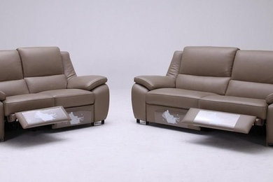 Modern Leather Sofa Set with Recliners