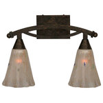 Toltec Lighting - Toltec Lighting Bow 2-Light Bath Bar, Fluted Frosted Crystal Glass, Bronze - Bronze Finish
