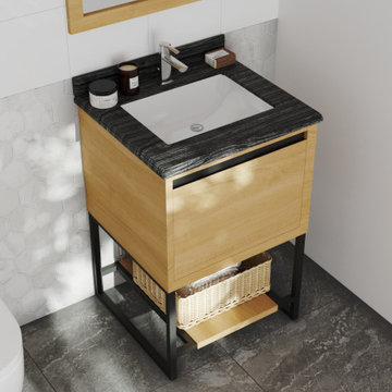Laviva 313SMR-24CO-BW Alto 24 - California White Oak Vanity Cabinet + Black Wood