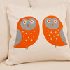 Owl Eco Decorative Throw Pillow Cover, Orange and Gray/Cream
