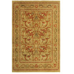 Bareens Designer Rugs - Antique Vegetable Dyed Kaffas Green/Rust Wool Rug - 10'0'' x 13'8'' - Designed with mesmerizing intricacy and gorgeous color palette, this hand-knotted masterpiece demonstrates the beauty and electrifying thrill of Pak Persian art. These meticulously hand-knotted Pak-Persian rug is made with pure wool and features breathtaking traditional, transitional, and tribal designs in bold luxurious color pallets. Known for their intricate designs these rugs are a reproduction of Persian rugs, made in Pakistan with unique Mughal designs. Made by master weavers using the same Persian texture, design and dying technique, we wanted to produce the most significant manifestation of Persian art, life, and culture. This rug is most famous for its exceptional quality, incredible designs, patterns, and vibrant rich color. Pak-Persian rugs made with Persian weave with high knot counts, which enables the high intricacy and detail found in the patterns are also referred to as "State of art", each color adds a rich beautiful detail in the artwork of this rug. The design, color, and beautiful chromatic composition with a vibrant sheen with intricate designs, exude beauty, elegance, and quality make this rug a masterpiece of its own.