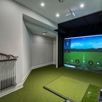Golf Simulator Basement with Wine Cellar