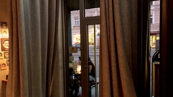 Filzvorhänge im Restaurant / Kneipenvorhang gegen Zugluft