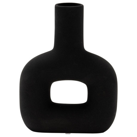 Dol, 8" Open Cut Vase, Black