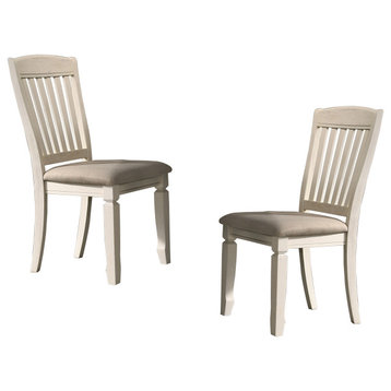 Belle Oak Cream Slat Back Dining Chairs, Set of 2