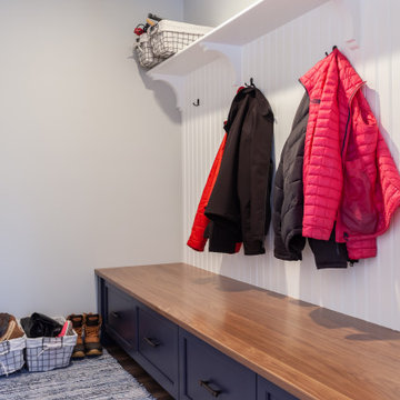 Custom Mudroom Bench with Storage and Hooks – Ipswich MA