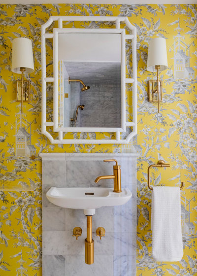 Transitional Powder Room by Cummings Architecture + Interiors