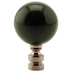 Sage Green Ceramic Ball Lamp Finial - 2.25 Inch Polished Brass Threaded Harp Topper