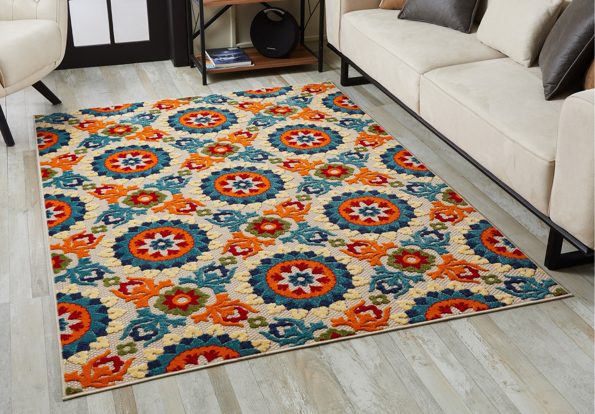 Calla Rugs Calla Ivory/Multi Manor Indoor/Outdoor Area Rug, 5'3 X 7 ...