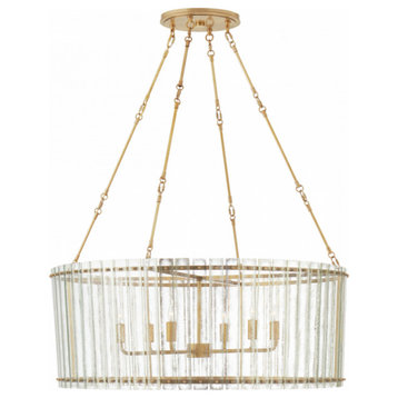 Cadence Chandelier, 6-Light, Hand-Rubbed Antique Brass, 36.5"W