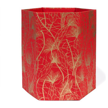 Recycled Cotton Wastebasket, Beach Grass, Red and Gold