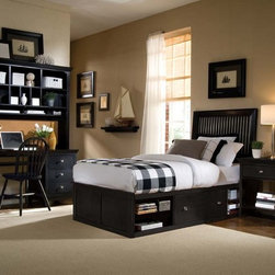 American Drew 181-320_R Sterling Pointe Slat Bed 3/3-Black - Beds