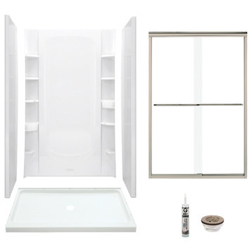 Sterling Store+ Vikrell Center Drain Alcove Shower Kit 72"x24"x48", White