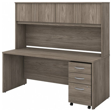 Studio C 72W Desk with Hutch and Drawers in Modern Hickory - Engineered Wood
