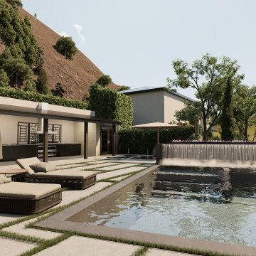 Modern Hillside Backyard Oasis