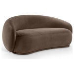 Meridian Furniture - Emery Upholstered Loveseat, Brown, Velvet, Loveseat - Drift away into a cloud of comfort with the Emery brown velvet loveseat. Its soft, rounded curves and plush velvet upholstery create a truly indulgent seating experience. A timeless piece of furniture that exudes elegance and sophistication with its classic design that will never go out of style.