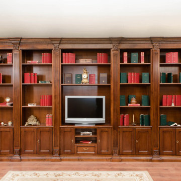 Biblioteca lemn masiv la comanda cu sculptura-Classic English inspired bookcase