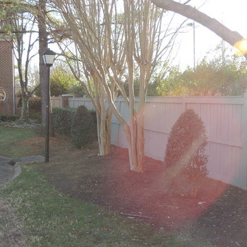 Cedar fencing, and stained cedar fencing