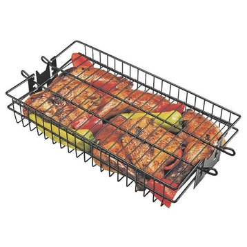 GrillPro 24785 Flat Non-Stick Spit Basket, 16 inch x 7-1/2 inch x 2 inch