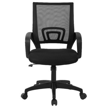 Furniture of America Ergo Swivel Stainless Steel & Mesh Office Chair in Black