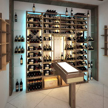 Arched Transitional Wine Room Design Renders