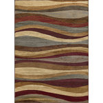Tayse Rugs - Norfolk Contemporary Abstract Multi-Color Rectangle Area Rug, 5' x 7' - Tonal waves of color swirl together in this area rug to form a relaxing pattern. In shades of red