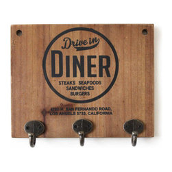 【DINERシリーズのハンガーフックボード！】WOOD KEY HOOK BOARD (Circle) - タペストリー