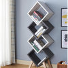 Modern Bookcase, Unique Geometric Design With 4 Compatments, Two Tones