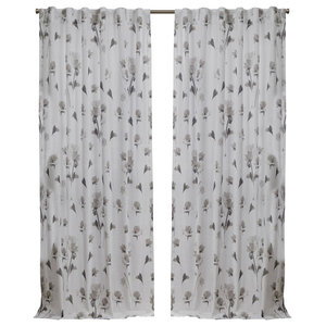 Flower Drops Window Panel Single Ivory Purple 42x84 Contemporary