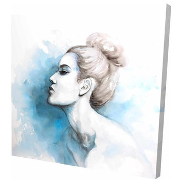 Watercolor Abstract Girl Profile, Fine Art Gallery Wrapped Canvas, 24"x24"