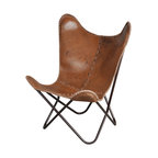 Anti Brown Leather Butterfly Chair