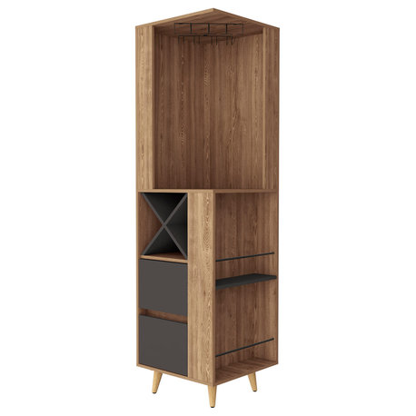 Lisbon Corner Bar Cabinet, Pine, Matt Gray