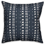 DDCG - Navy Blue Mudcloth Pattern Spun Poly Pillow, 18"x18" - This polyester pillow features a navy blue mudcloth design to help you add a stunning accent piece to  your home. The durable fabric of this item ensures it lasts a long time in your home.  The result is a quality crafted product that makes for a stylish addition to your home. Made to order.