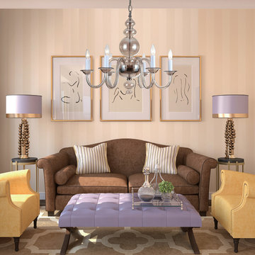 Harper Collection 6-Light 29" Polished Chrome Chandelier with Cognac Glass
