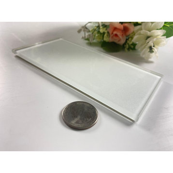 White Diamond Glass 3 in x 6 in Straight Edge Peel & Stick Backsplash Tile